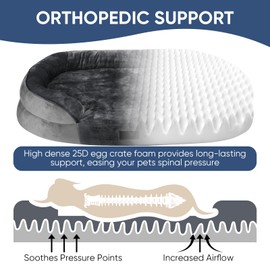 Enjamoy Medium Orthopedic Dog Bed, Dog Beds Sofa with Washable Removable Cover, Waterproof Pet Couch with Side Bolster Puppy Beds for Small Dogs Dark Grey 76x51x17cm