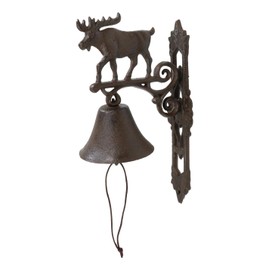 Ebros Gift Cast Iron Rustic Vintage Western Forest Grand Elk Moose Bell Door Wall Dinner Yard Farm Bell Outdoor Farmhouse Cottage Mountain Cabin Lodge Accent Bells