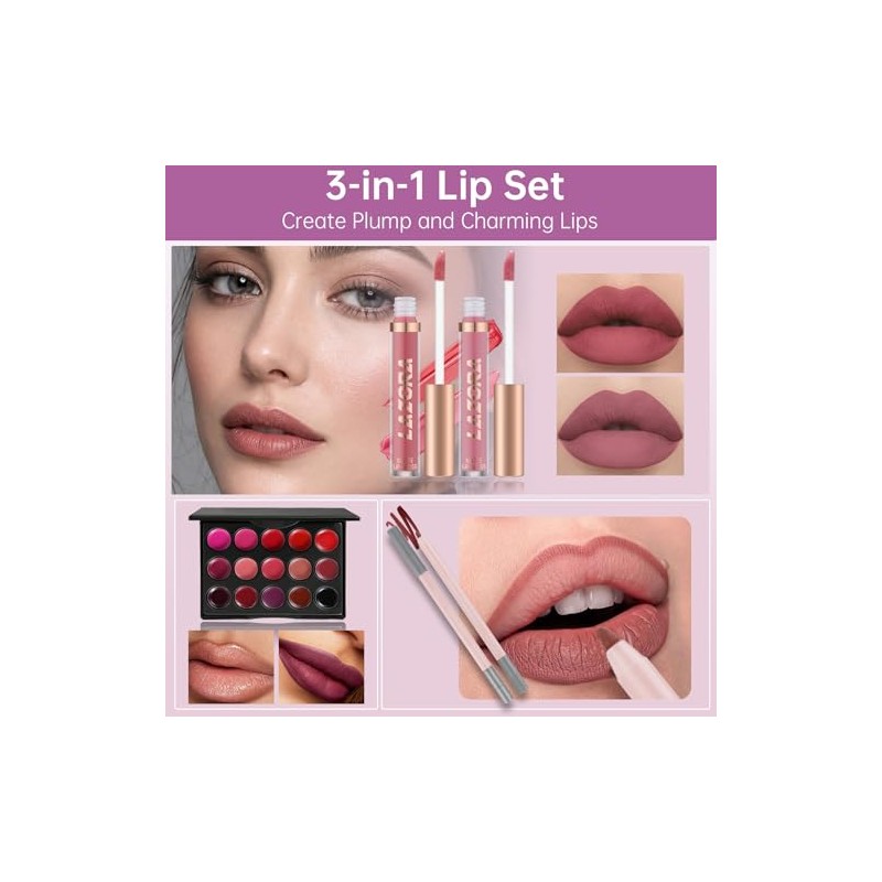 LAZORA- Kit de maquillaje todo en uno Contiene una amplia