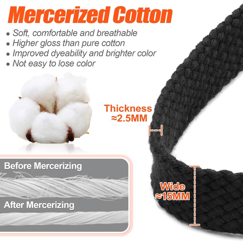 DELELE Flat Fat Shoe Laces: 5/8 Inches Wide Black Athletic