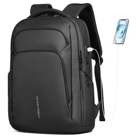 HEROIC KNIGHT 17inch Laptop Backpack, 28L Travel Backpack for Men Women with USB Charger Port, Waterproof Anti-Theft Lightweight Daypack Large Capacity Computer Bag for College Work Business-Black