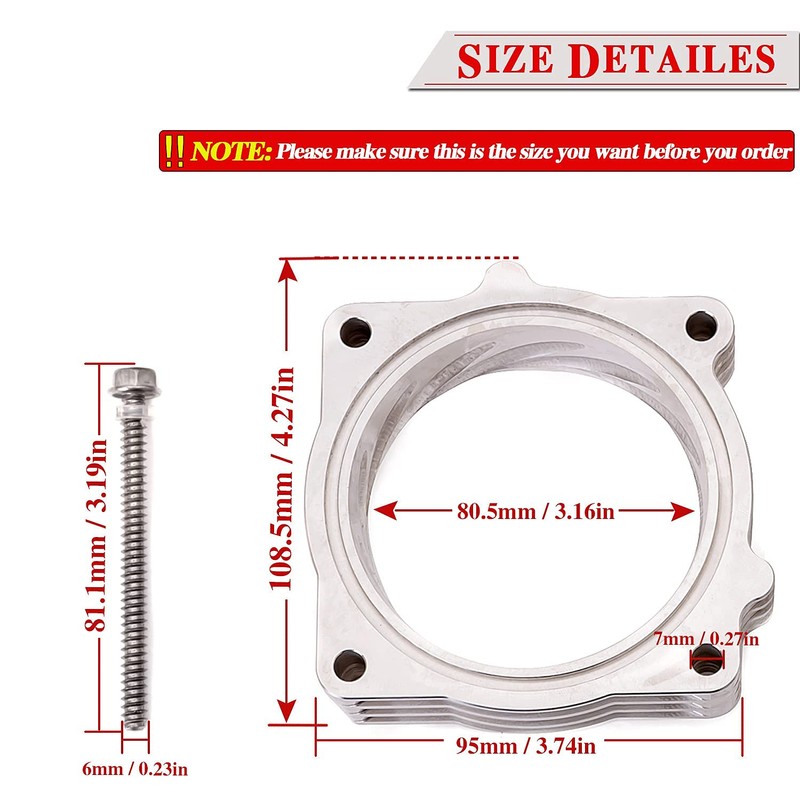 RJSPHH Throttle Body Spacer For 2009-2018 Dodge RAM 1500 2500