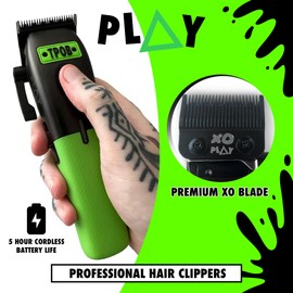 TPOB Play Barber Hair Clippers for Men 7500 RPM with Rubber Grips (Black/Green/Pink)