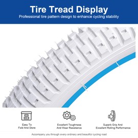 FengCan 14 x 1.95 White Tyres 53-254 14 x 1.95 Bicycle Tyres, 14 Inch Bicycle Tyres, Foldable Suitable for 14 x 1.95 14 x 2.0 City, Gravel, Hand Cart, Wheelbarrow, Road Bike Tyres (One)