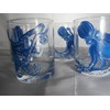 Hand painted blue octopus. Great set. usa. Set of 4