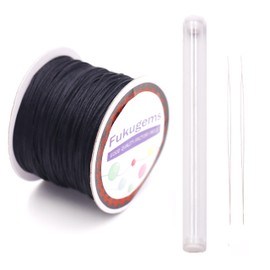 Fukugems Beading Cord Necklace Thread for Jewelry Making Chinese Knot Cord Inelastic Cord for Bracelet Cord #71 Black