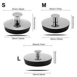 RecDec 3 Pack Bathtub Stoppers Tub Stopper Sink Stopper Tub Plug Bathtub Drain Stopper for Laundry Tub Sink Laundry Room Utility Sink Kitchen Bathroom 1-1/2 inch 1-3/4'' 2 Inch 34mm 43mm 55mm 3 Sizes