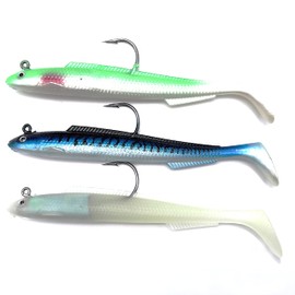 EVERBAY Soft Lures Set with Jig Head, Soft Swimbaits with Paddle Tail, Sinking Baits for Sea Fishing/Freshwater Fishing, Fishing Jigs, Trout Bass Lures, Fishing Gear Fishing Gifts, 15cm/30g, 3pcs
