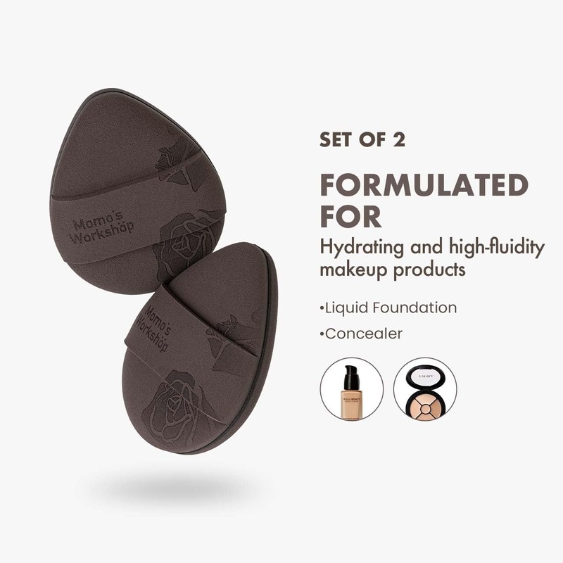 Momo's Workshop Rose Tatami Makeup Sponge Set,Double-Sided Egg Shape Rubycell
