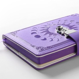 ZXHQ Diary with Lock - A5 Notebook with Pen Set, Refillable Leather Journal with Colourful Page Border for Girls, Women, Men and Teenagers, A5 Size (21 x 15 cm)