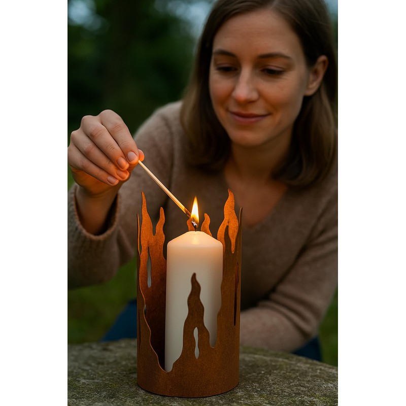 Der-Porzellan-Laden Patina Lantern Streaks Made of Metal, Small, 30 x