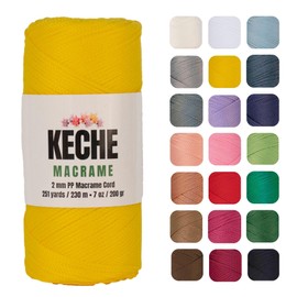 KECHE Macrame Cord | Macrame Supplies 2mm Polyester Macrame Rope Yarn for Table Runner Wall Décor Plant Hanging 251 Yards - Yellow