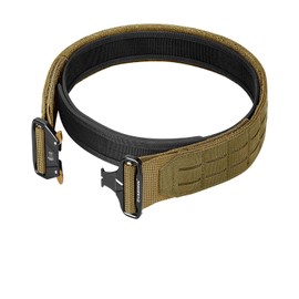 FAIRWIN Battle Belt with Quick Release, Combat Tactical Heavy Duty Range Belt (Brown, S)
