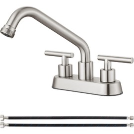 Aolemi Utility Sink Faucet 4 Inch Centerset, Laundry Sink Faucets with Swivel Spout and 3/4" NPT Threaded End, Dual Handle Faucet for Laundry or Utility Room, Brushed Nickel