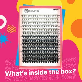 Fabuluxe 280 Pcs D Curl Cluster Lashes - Soft Lash Clusters, Lightweight Individual Eyelashes, Easy to Apply Individual DIY Eyelash Clusters - Combine and Create your Own Cluster Lashes (Yass Queen)