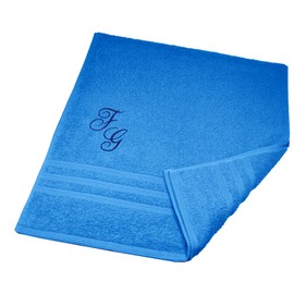 Lashuma London Bath Towel Embroidered with Monogram, Bath Towel Blue Capri Hand Towel 70 x 140 cm