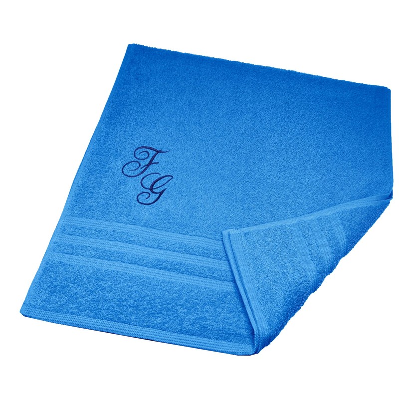 Lashuma London Bath Towel Embroidered with Monogram, Bath Towel Blue