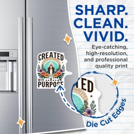 (2 Pack) Created with A Purpose Magnets - Inspirational Magnet - Floral Spiritual Magnet - 5" On Longest Side - for Cars, Fridges, Toolboxes - Made in USA - MAG3970