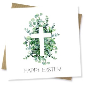 Punkcards - Happy Easter Card - Easter Wishes Greeting Card - Watercolour floral - Religious Easter Faith - For Friend or Family