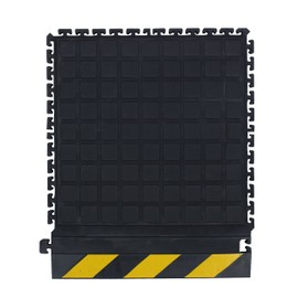 M+A Matting 522 Nitrile Rubber Hog Heaven Modular Tile II with Yellow Strip Side Border, 21.87" Length x 18" Width x 3/4" Thick