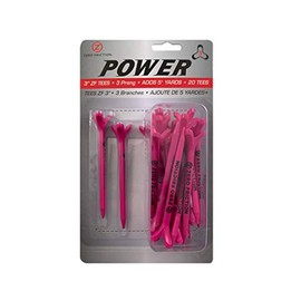 Zero Friction Power 3 Prong Golf Tees, Pack of 20, 3 Inch Pink