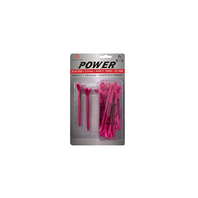 Zero Friction Power 3 Prong Golf Tees, Pack of 20,