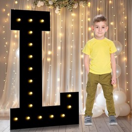 3FT Marquee Letters Light Up Letters, Black Giant Marquee Letter Mosaic Letter for Birthday Wedding Backdrop Large Letters for Grad Party Baby Shower Decoration, Pre-Cut Foam Frame Letter L