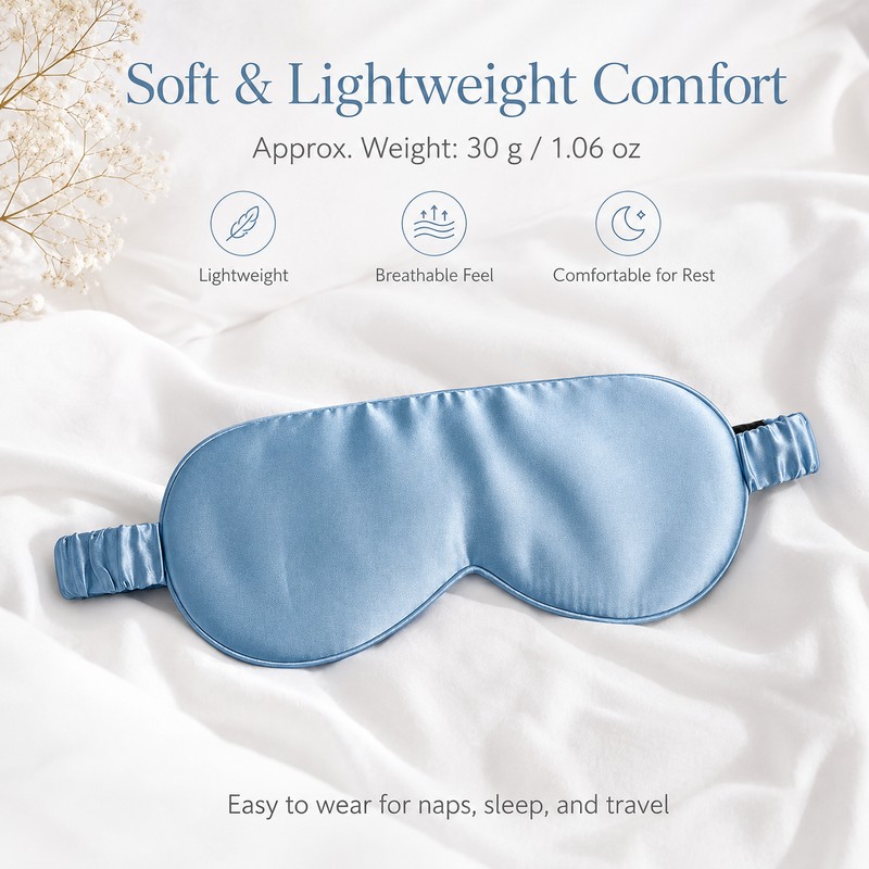 100% Mulberry Silk Sleep Mask – Soft Breathable Wide-Coverage Eye