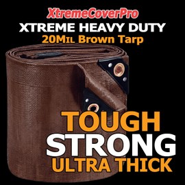 6' x 8' Brown Trap - 20mil | Heavy Duty & Waterproof | UV Protection + Brass Grommets Reinforced Corners Outdoor Storage 6x8 ft Rain Camping Tent Greenhouse roof Leak Ground Cover Leakproof Shed car