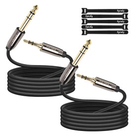 3.5mm to 6.35mm Aux Stereo Audio Extension Cable, 6.35 1/4" Male to 3.5 1/8" Male TRS Stereo Audio Cable for Guitar, Headphone, Home Theater Devices, Smartphones, Gold Plated Connectors(8ft/2pk)