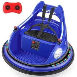 ELEMARA Bumper Car, 1.9MPH Max, 12V Electric Car for Kids W/Parent Remote, Bluetooth Ride on Toys, Ride on Car W/2-Speed, 2 Driving Mode, 360°Spin, Music,5 Lighting Mode, DIY Stickers, Blue