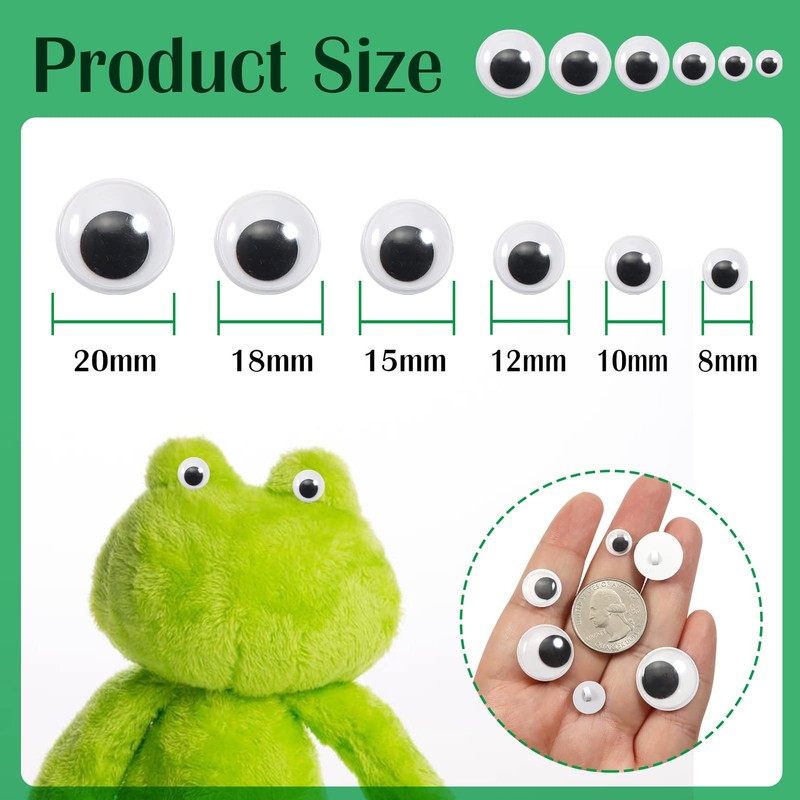 TOAOB 172pcs Sew On Googly Wiggle Eyes Buttons 8mm to