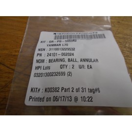 Yanmar L40 L48 L60 L70  Balance Shaft Ball Bearing 24101-062024 (2 pieces)