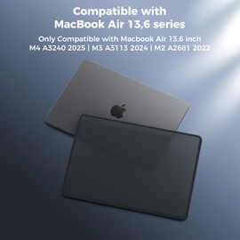 BlueSwan Compatible with MacBook Air M4 13 Inch Case 2025 M3 2024 M2 2022 - Hard Case with TPU Edge Protection Shockproof for Mac Book Air 13.6 Laptop A3240 A3113 A2681 - (Black Edge) Matte Black