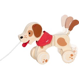 goki 54854 – Dog Max – Wooden Pull Along Animal with Felt Ears
