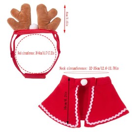 Pet Christmas Costumes for Cats Small Dogs, Cat Reindeer Antlers Headband with Xmas Scarf, Adjustable Doggie Reindeer Hat Santa Scarf, Kitten Christmas Outfit Cosplay (1 Set)