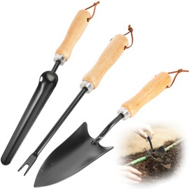 Garden Tool Set,3 Piece Stainless Steel Set with Wooden Handles for Long Narrow Shovel,Weeder & Trowel,Essential for Digging, Planting & Weeding