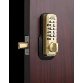 LockeyUSA M210-EZ SB Satin Brass Mechanical Keyless Digital Combination Deadbolt