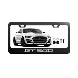 Gearhead Frames GT500 License Plate Frame Premium Black Metal with Screws and Caps