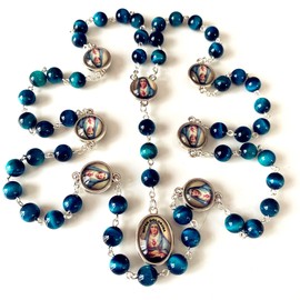 elegantmedical elegantmedical Tiger Eye Beads SEVEN 7 SORROWS MARY Rosary Necklace Catholic