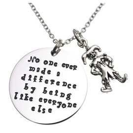 LParkin No One Ever Made a Difference by Being Like Everyone Else Circus Charm Necklace for Her Quote Necklace Charm Inspirational Gifts for Her The Greatest Showman Movie, Metal