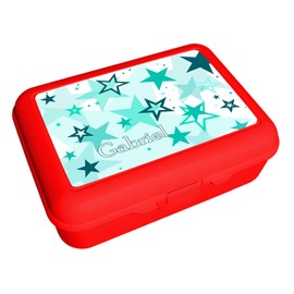 CreaDesign, Children's lunch box, lunch box, red with compartments insert, ideal for nursery, nursery and school, starry sky turquoise, 13.9 x 19 x 7 cm, volume 1 litre