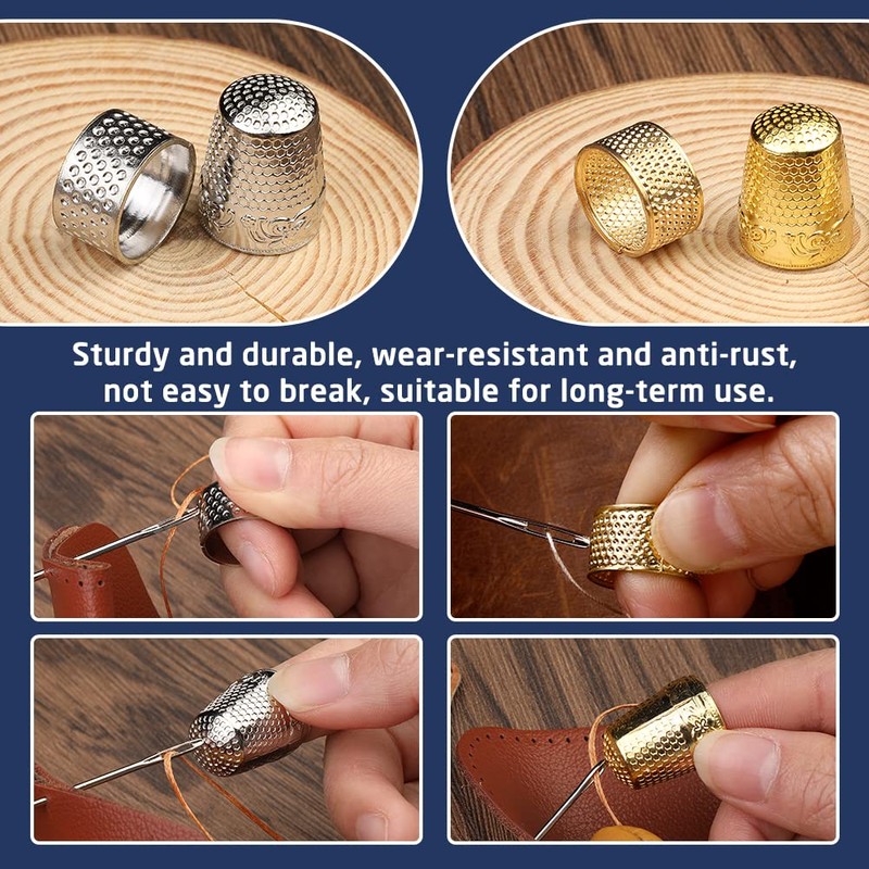 JUAYING 10 PCS Hand-Working Sewing Thimble, Metal Finger Shield Ring,