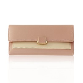 FuninCrea Women's Wallets Long PU Leather Purse Women's with Zip Pocket and ID Window, 9 Credit Card Slots, Women's Purse Triple Women's Wallet with Snap Closure, pink, Casual