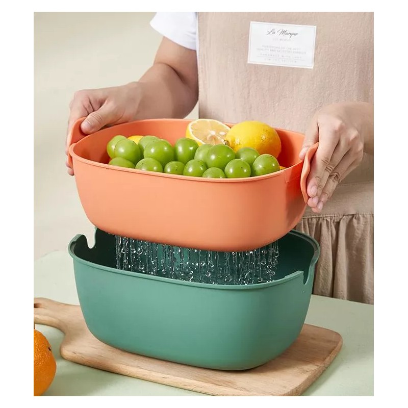 AJC Toys Cesta De Doble Drenaje Colador De Lavado Frutas