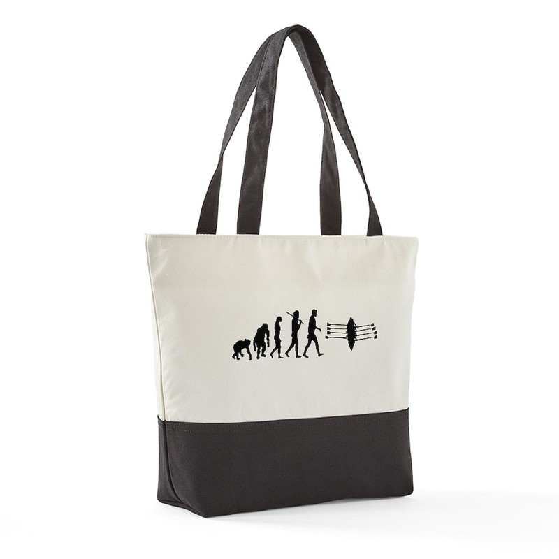CafePress Rowing Evolution Canvas Tote Top Zipper Closure