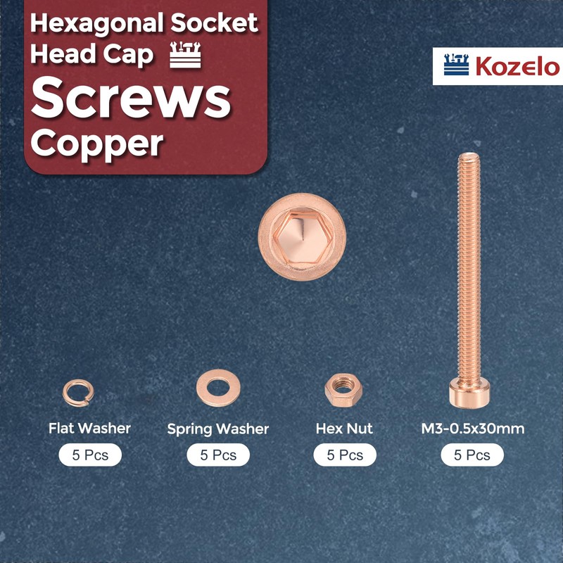 Kozelo 20pcs M3 Socket Head Cap Screws Bolts Nuts Assortment