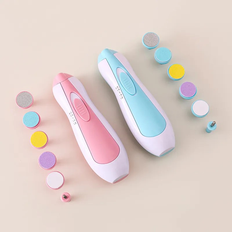Lima Uñas Electrica Bebe Adultos 6 Cabezal Luz Led Portatil
