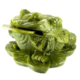 Sculpture Figurine] Frog (Three-legged Frog) Green Jade (Large) Good Luck Money