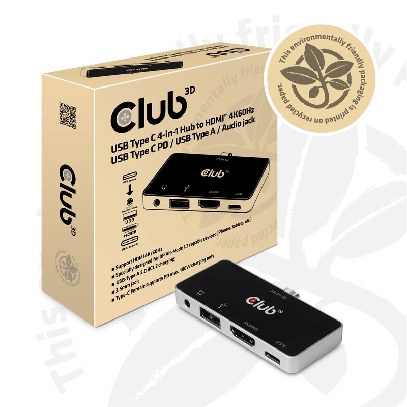 USB Type C 4-in-1 Hub to HDMI 4K60Hz USB Type